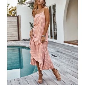 NWT Pink Dot Ruffle-Hem Dress, Sz. M